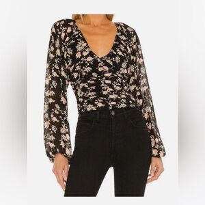 Free People Final Rose Blouse in Black Ruched